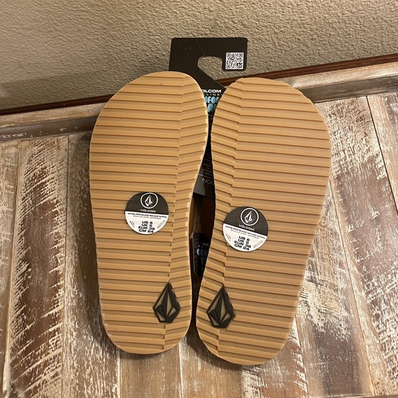 NWT! Volcom Men's Recliner Leather Sandals Flip Flops Brown - Size 6 - Picture 5 of 8